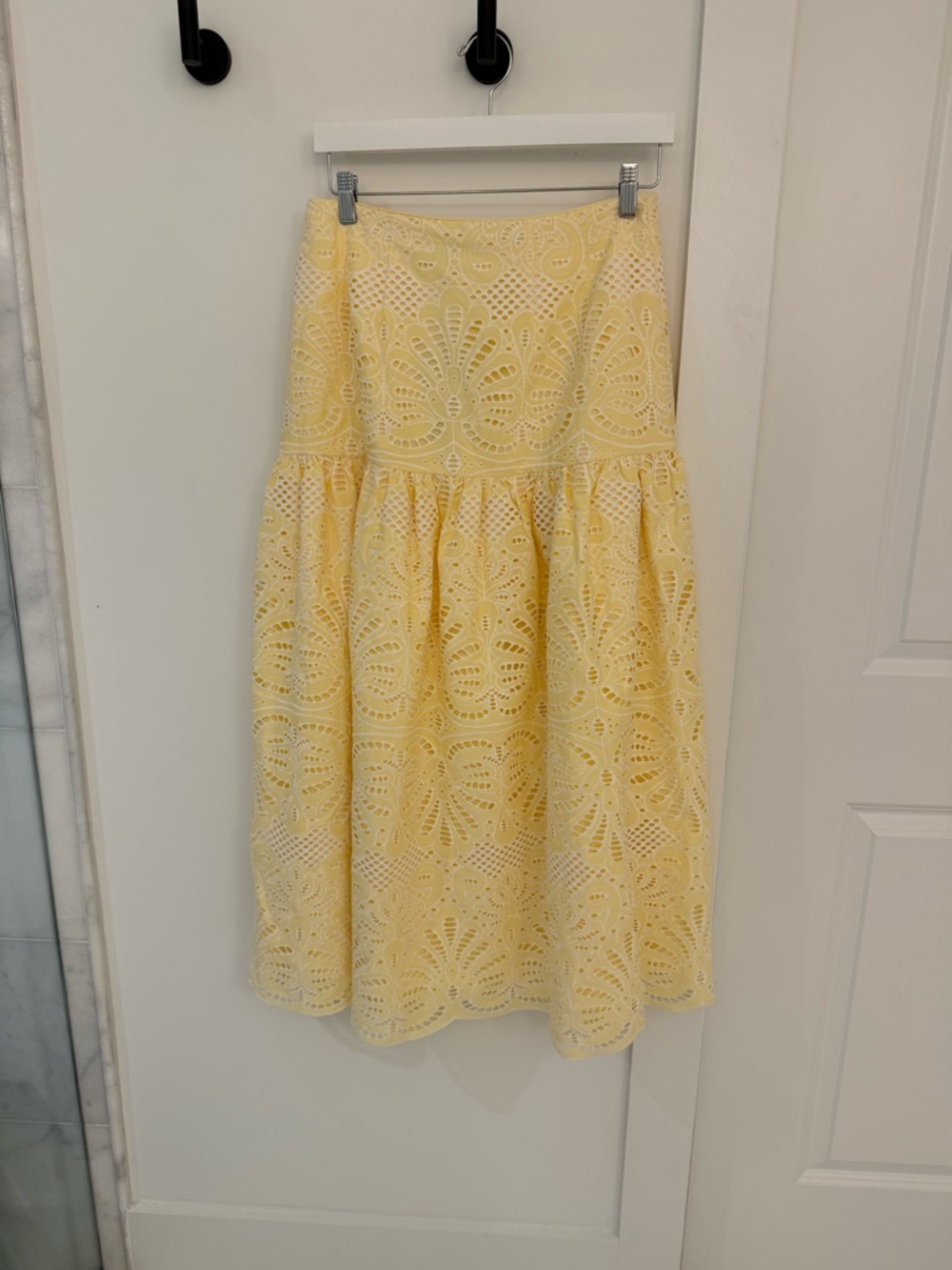 Gianni Bini Yellow Eyelet Midi Skirt - Women's Summer Skirt Size 6
